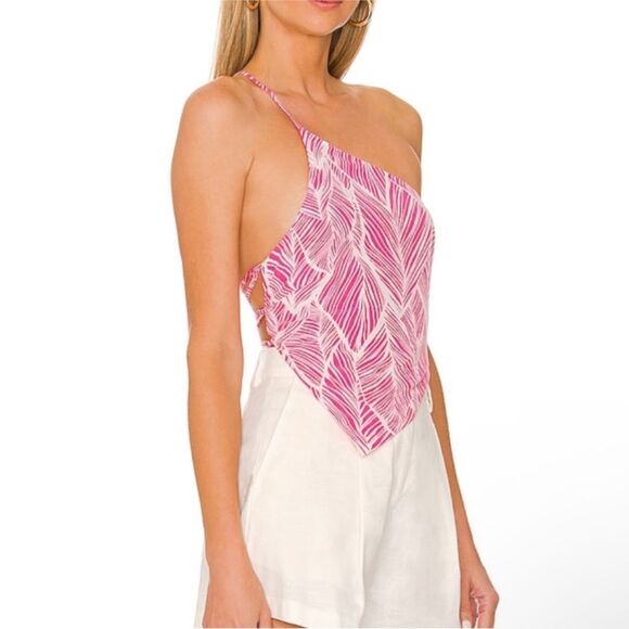 LOVERS + FRIENDS | REVOLVE Pink White Asymmetrical Strappy Top Women’s Size S - Picture 2 of 7